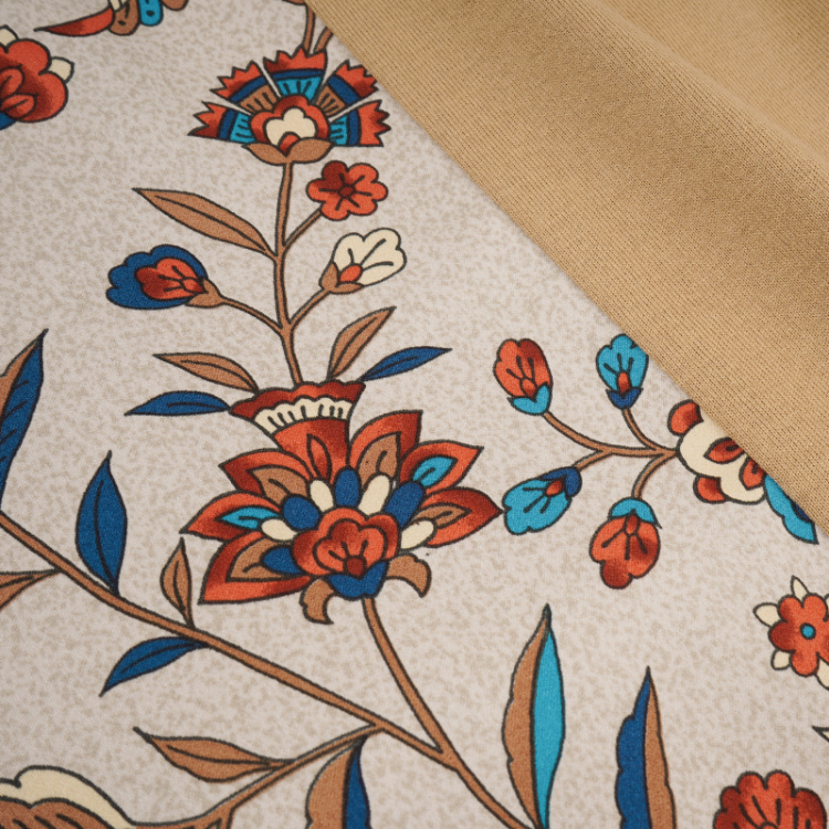 花柄 切替ロングTシャツ ＜花更紗/砂色＞ | 京友禅アロハシャツ