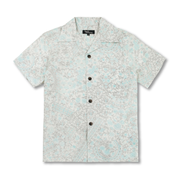 和柄 京友禅アロハシャツ 更紗 白青 アロハシャツ 京友禅アロハシャツ Pagong 公式通販サイト Pagong ネットショップ
