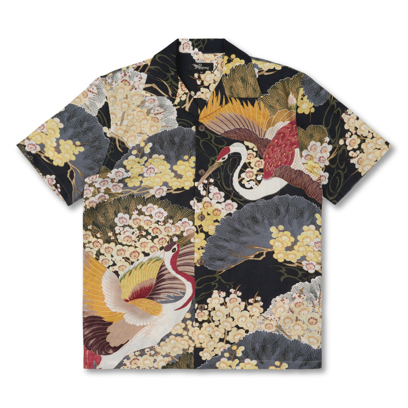 Pagong パゴン 和柄 京友禅 アロハシャツ 【鳩時計と子供】 完売柄 和柄 京友禅アロハシャツ ＜鳩時計と子供/紺＞ | 京友禅アロハ