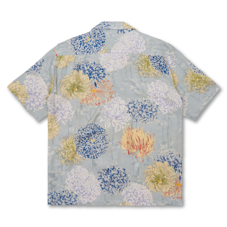 花柄 京友禅アロハシャツ ＜彩り菊蔦文様/淡鼠＞ | 京友禅アロハシャツ
