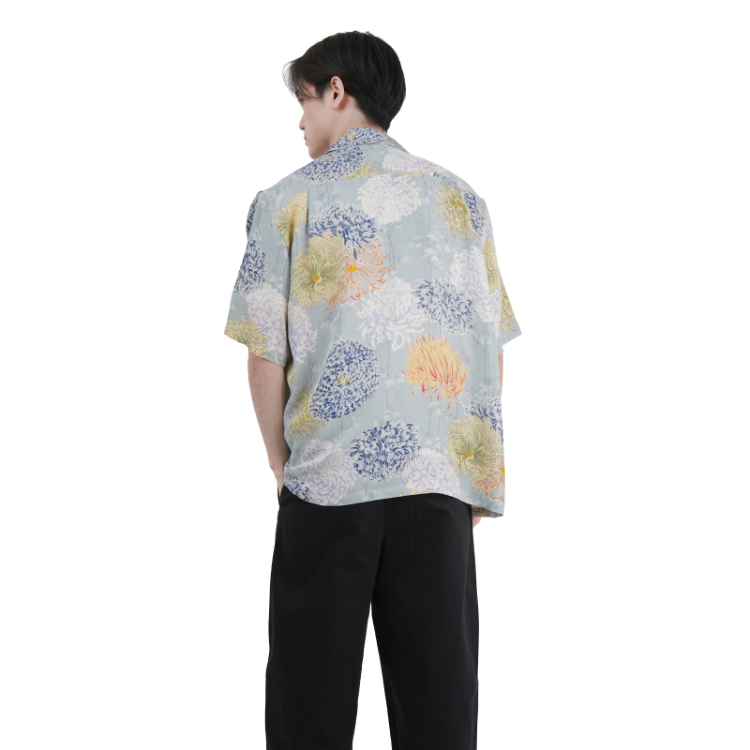 新品 Pagong 花柄 アロハシャツ 京友禅 M 亀田富染 京都 花柄 京友禅アロハシャツ ＜乱菊/新橋＞ | 京友禅アロハシャツ