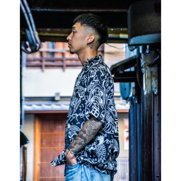 ご予約品（7月上旬お届け予定）】祇園だるま 京友禅アロハシャツ