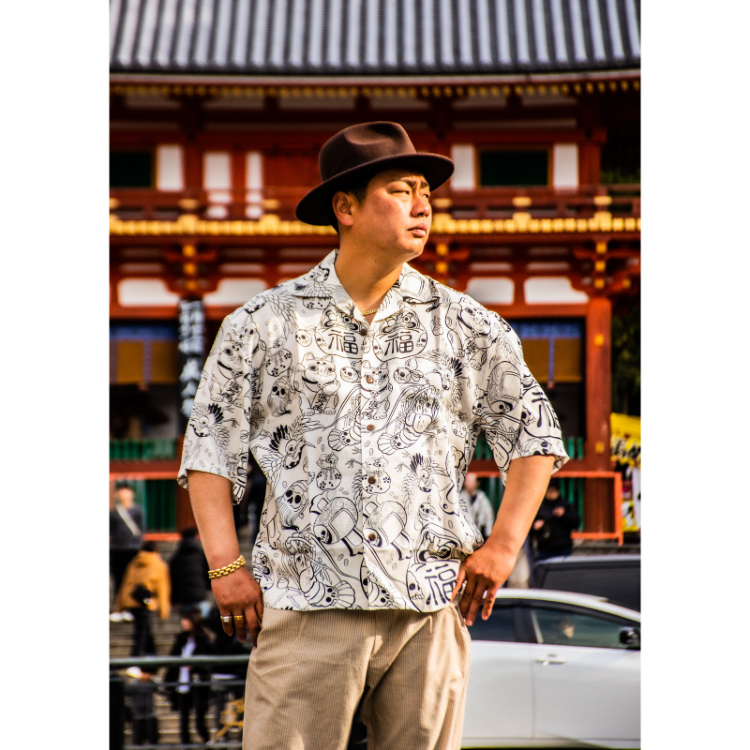 ご予約品（7月上旬お届け予定）】祇園だるま 京友禅アロハシャツ