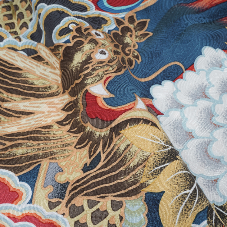 和柄 京友禅アロハシャツ ＜龍と麒麟/藍色＞ | 京友禅アロハシャツ