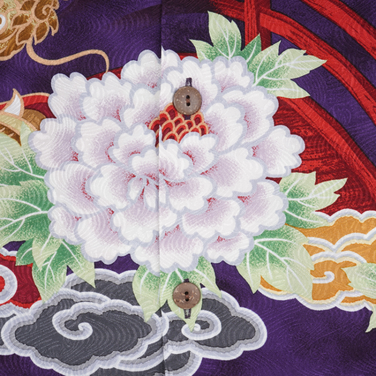 和柄 京友禅アロハシャツ ＜龍と麒麟/紫＞ | 京友禅アロハシャツ