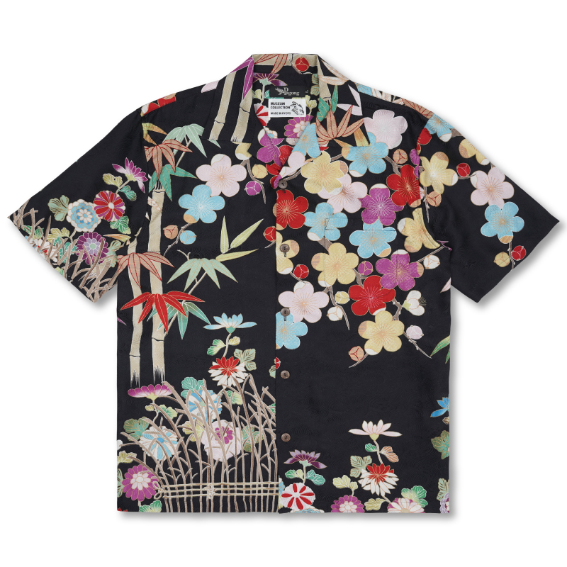 希少⭐︎高級 ニポアロハ シルク 鯛 菊 赤 着物ライン アロハシャツ 京友禅染 m20011502rb-00-m-01-pl.jpg