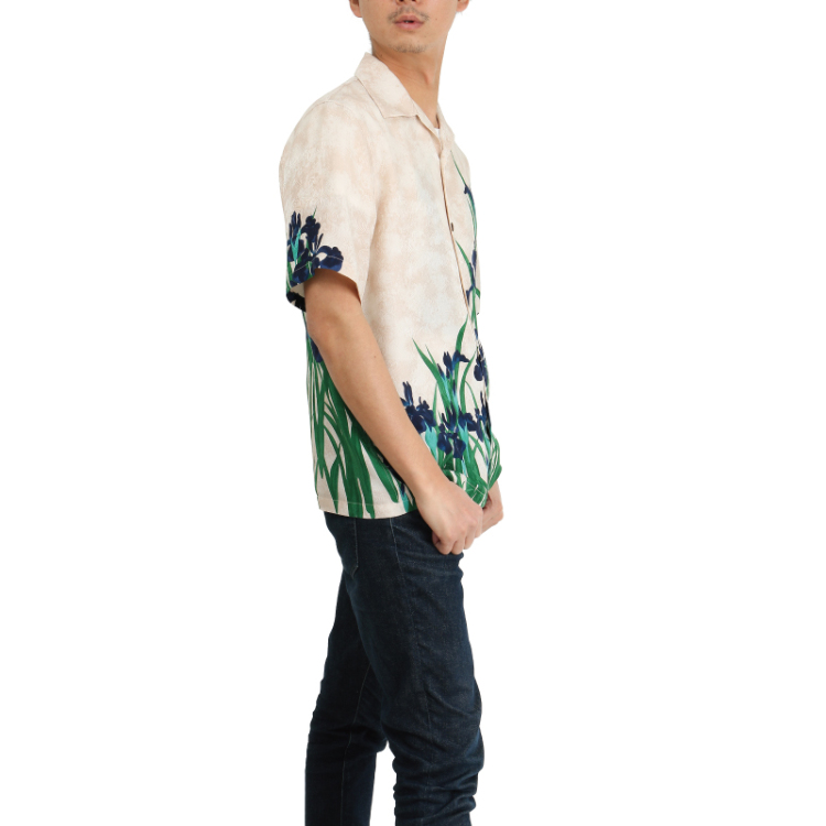 尾形光琳 半袖Tシャツ ＜燕子花/砂色＞ | 京友禅アロハシャツ