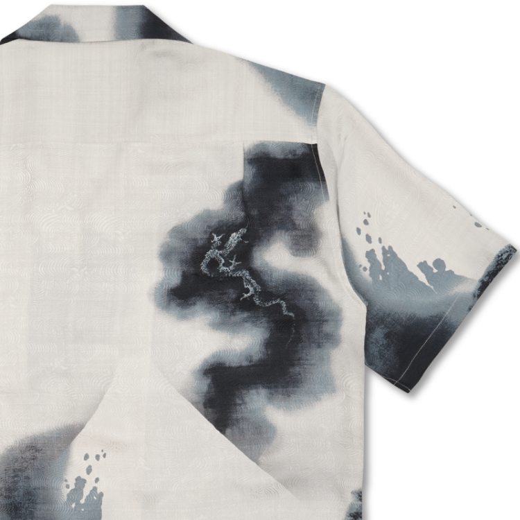 葛飾北斎 京友禅アロハシャツ ＜富士越龍/墨＞ | 京友禅アロハシャツ