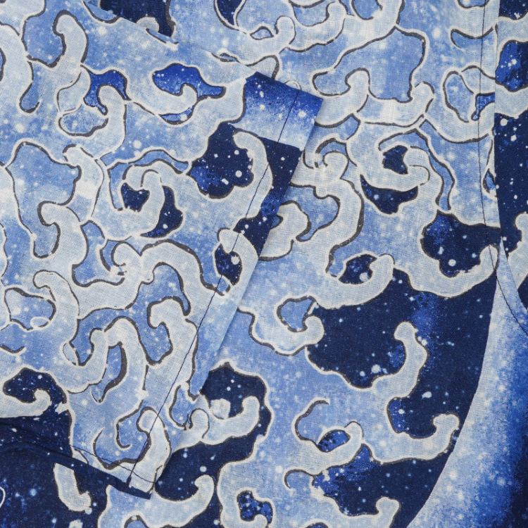 葛飾北斎 コットンアロハシャツ ＜怒涛図男浪/青＞ | 京友禅アロハ