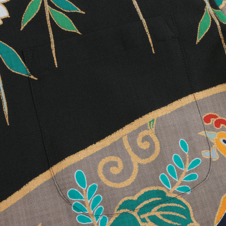 北斎の鷹様売約済みPagong京友禅新品横縞に火焔太鼓シルク 北斎の鷹様売約済みPagong京友禅新品横縞に火焔太鼓シルク