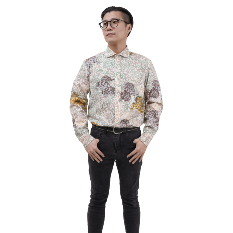 シ*ジ様 極美品✨河谷シャツ ボタンダウンシャツ カジュアル メガネ柄 マルチカ シ*ジ様 極美品✨河谷シャツ ボタンダウンシャツ カジュアル メガネ柄