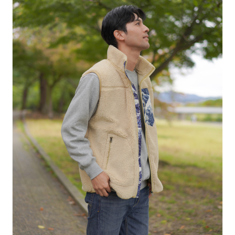 和柄 マウンテンベスト ＜大波/青＞ | 京友禅アロハシャツ【Pagong