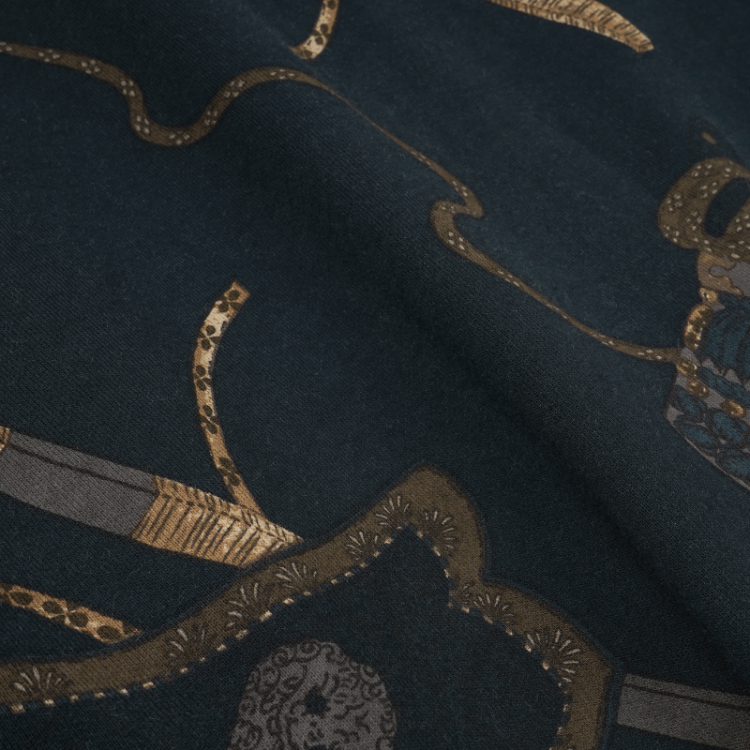 和柄 パーカーⅡ ＜武具の図/黒茶＞ | 京友禅アロハシャツ