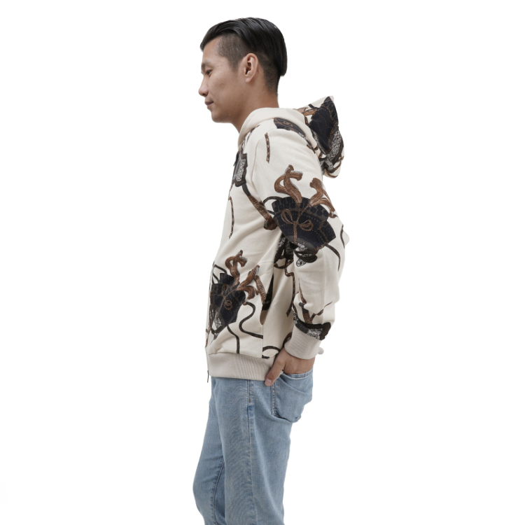 希少✨WATARU TOMINAGA 変形　総柄パーカー　2 コットン あざみ総柄パーカー-WHITE×BLACK- | messa store