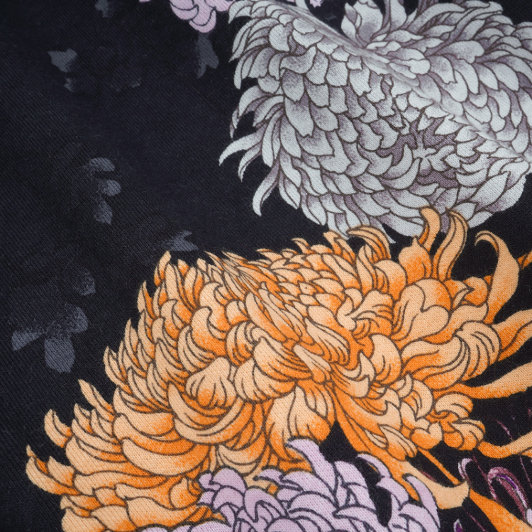 花柄 パーカーⅡ ＜彩り菊蔦文様/黒紫＞ | 京友禅アロハシャツ【Pagong
