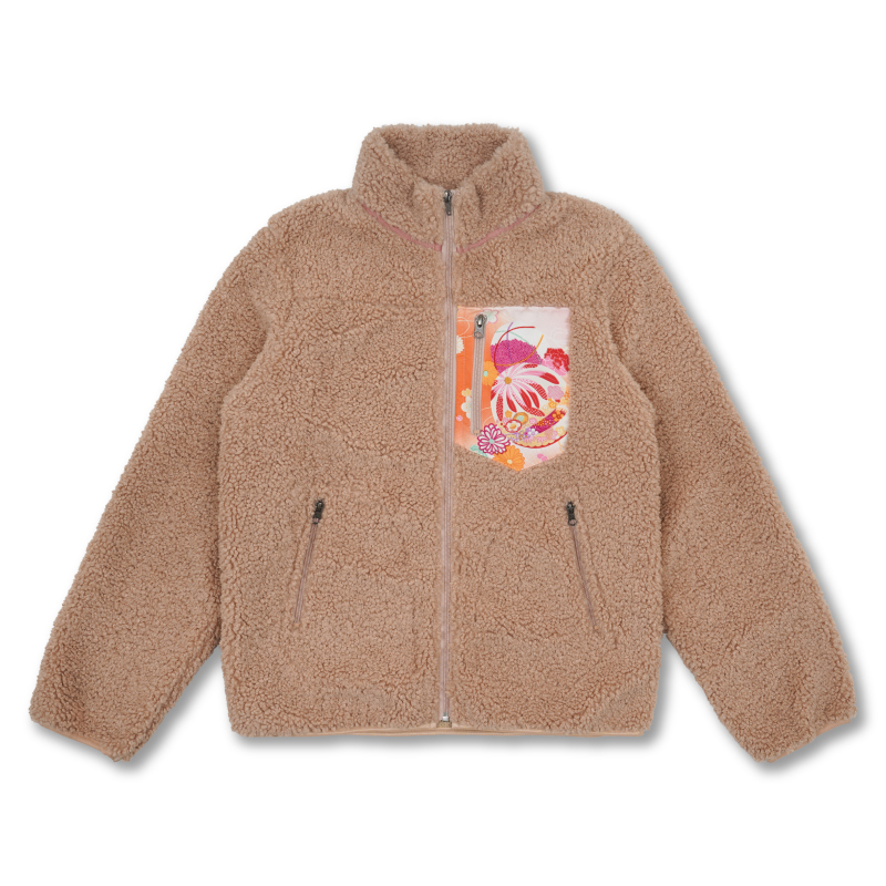 和柄 マウンテンジャケット ＜御殿鞠/淡茶×桃橙＞ | 京友禅アロハ