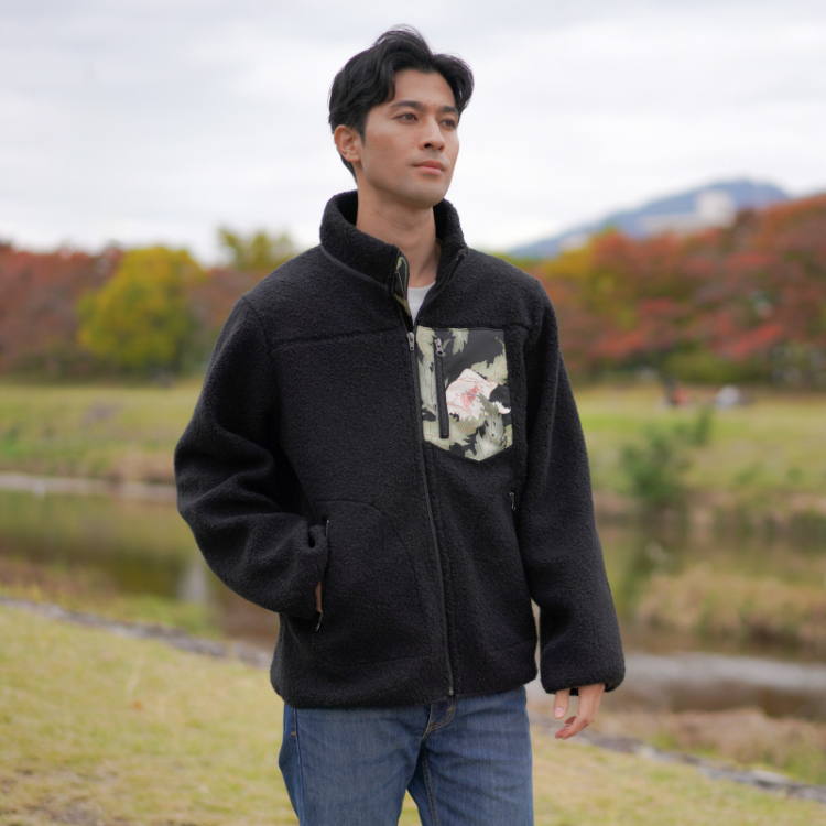 花柄 マウンテンジャケット ＜けし/黒＞ | 京友禅アロハシャツ【Pagong