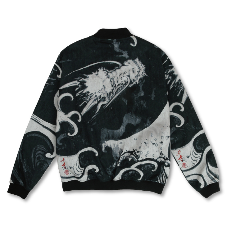京町絵師冬奇 メンズブルゾン 波に龍 黒銀 Pagong メンズ Pagong公式通販サイト Pagong ネットショップ