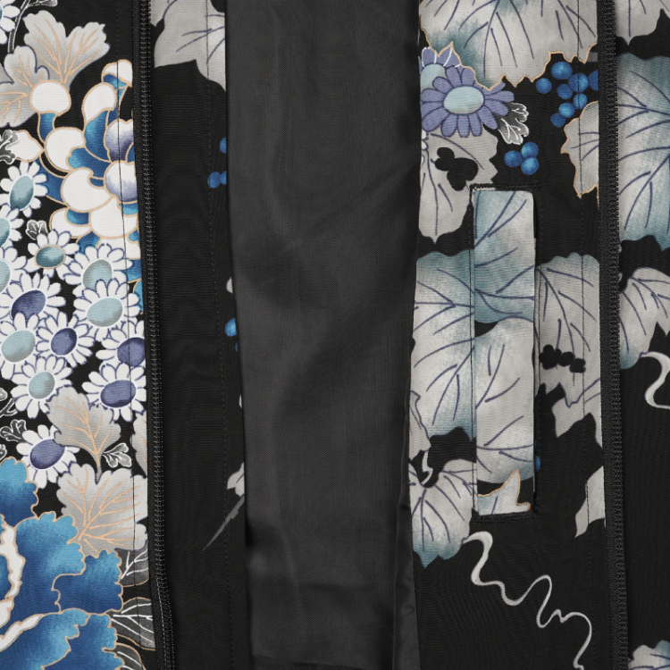 花柄 ブルゾンⅡ ＜蔦と菊牡丹/黒青＞ | 京友禅アロハシャツ【Pagong