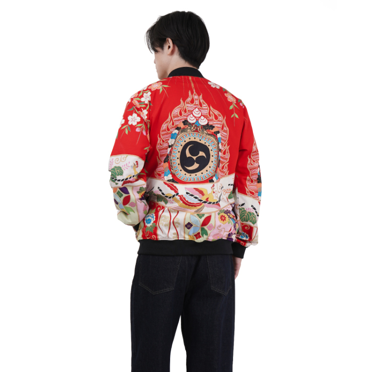 歌舞伎柄 ブルゾン ＜火焔太鼓/赤＞ | 京友禅アロハシャツ【Pagong