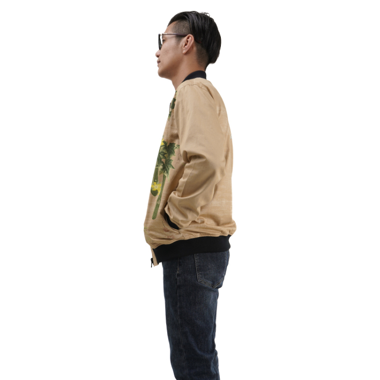 伊藤若冲 リバーシブルブルゾン ＜【若冲】糸瓜群虫図・淡緑 / 鶏図