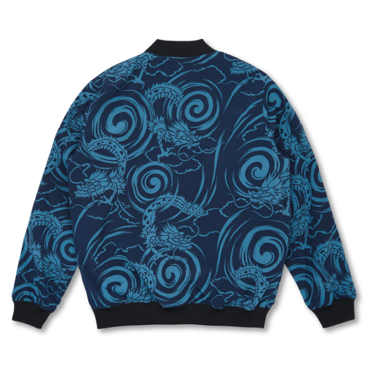 歌舞伎柄 リバーシブルブルゾン ＜意休の龍×龍/黒赤＞ | 京友禅