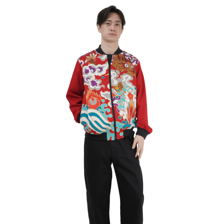 着物リメイク82番　大輪乱菊パープル　リバーシブルブルゾン 着物リメイク82番大輪乱菊パープルリバーシブルブルゾン