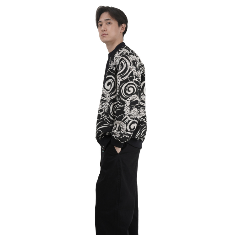 歌舞伎柄 リバーシブルブルゾン ＜意休の龍×龍/赤＞ | 京友禅アロハ