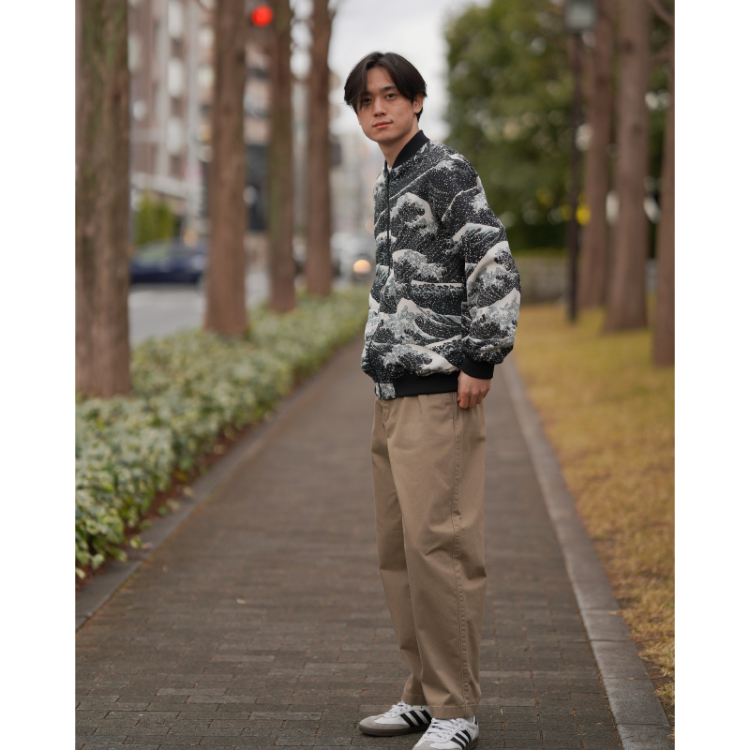 葛飾北斎 リバーシブルブルゾン <甲州石班澤×大波/濃紺> | 京友禅 葛飾北斎 リバーシブルブルゾン <甲州石班澤×大波/濃紺> | 京友禅