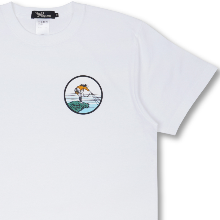 葛飾北斎 Tシャツ ＜甲州石班澤/白＞ | 京友禅アロハシャツ【Pagong