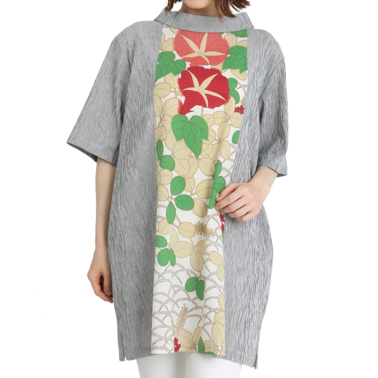 花柄 切替プルオーバー 朝顔 白赤 Pagong レディース 京友禅アロハシャツ Pagong 公式通販サイト Pagong ネットショップ