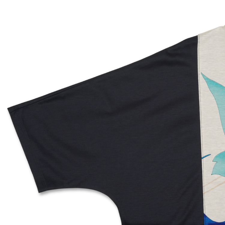 和柄 切替カットソー ＜千羽鶴/紺青＞ | 京友禅アロハシャツ